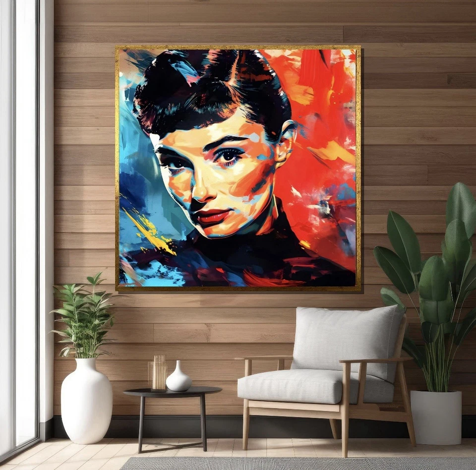 Поп-арт холст настенное искусство печать граффити Одри Хепберн уличное искусство настенный декор - Изображение 2 из 4