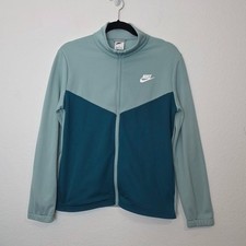 Nike Kids Sz XL Blue Colorblock Full Zip Fleece Lined Jacket Pockets Lightweight