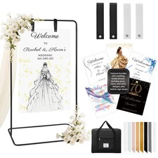 Wedding Sign Stand for Welcome Sign,Adjustable Easel Stand for Sign W/Design ...