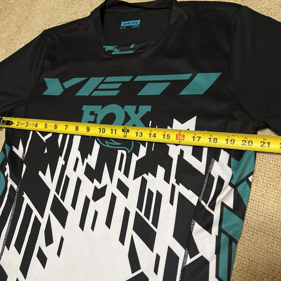 YETI FOX BICICLETA DE MONTAÑA ENDURO CICLISMO MANGA CORTA JERSEY Negro Verde azulado TALLA M Bonito Foto 4 de 4