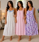 SLEEVELESS Womens Ladies Nightdress Nighties COTTON Vest Pyjama Shirt Midi dress