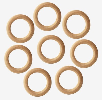 Wooden Rings 10Pcs 80mm Natural Unfinished Solid Wood Rings Smooth Wood Circl...