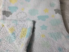 Little Miracles Cloud Yellow Star Baby Blanket Lovey Teal Green White Gray