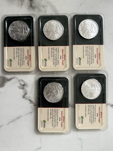 Lot of 5 American Silver Eagle eagles us mint BU bullion 1 oz
