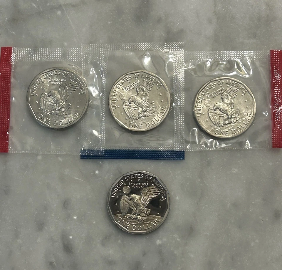 1981 P D S S Susan B Anthony Proof & BU - 4 Coin  Set / Lot - Mint Cello - Image 4 of 4