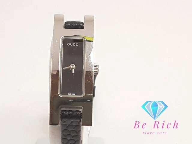Gucci 3900L Bracelet Cuir Noir Ss Rectangulaire Analogique Qz Qz Bracelet Occasion