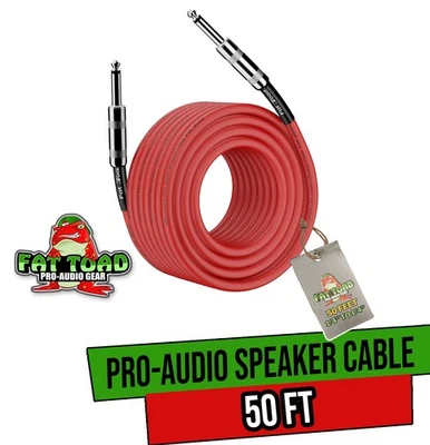 1/4 to 1/4 Speaker Cable by FAT TOAD | 50ft Professional Pro Audio Red DJ Wire