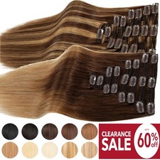 AA Thick Double Weft Clip In Remy Real Human Hair Extensions Full Head Highlight