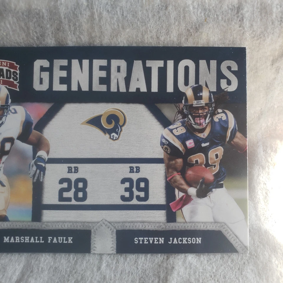 2011 Panini Threads St. Louis Rams Marshall Faulk/Steven Jackson Generations  - Image 3 of 4
