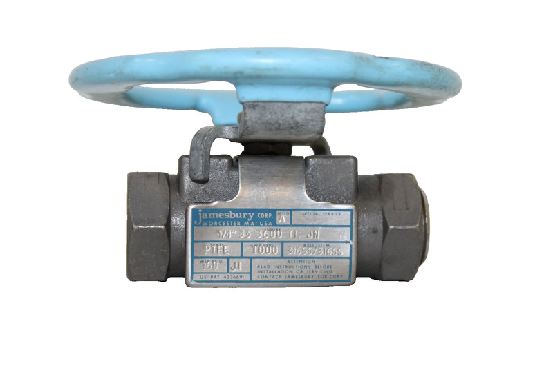 1/4" JAMESBURY 33-3600TL-JN THREADED STAINLESS STEEL BALL VALVE ROUND HANDLE NEW