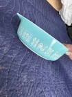 **Vintage MCM PYREX 471 BLUE BUTTERPRINT DISH 1 PT CASSEROLE WHITE TURQUOISE USA