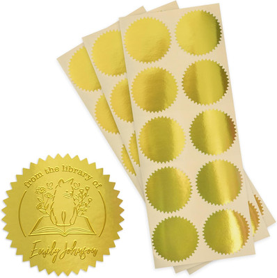 1.75'' Self Adhesive Glossy Gold Seal Labels for Certificates, Library, Notary...