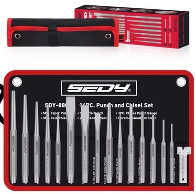 SEDY 12-tlg. Durchschlag & Meißel Set CR-V Stahl Profi Körner Splinttreiber...