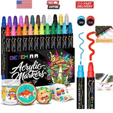 24 Colors Dual Tip Paint Pens Markers, Water-Based Paint Markers for Fabric,...