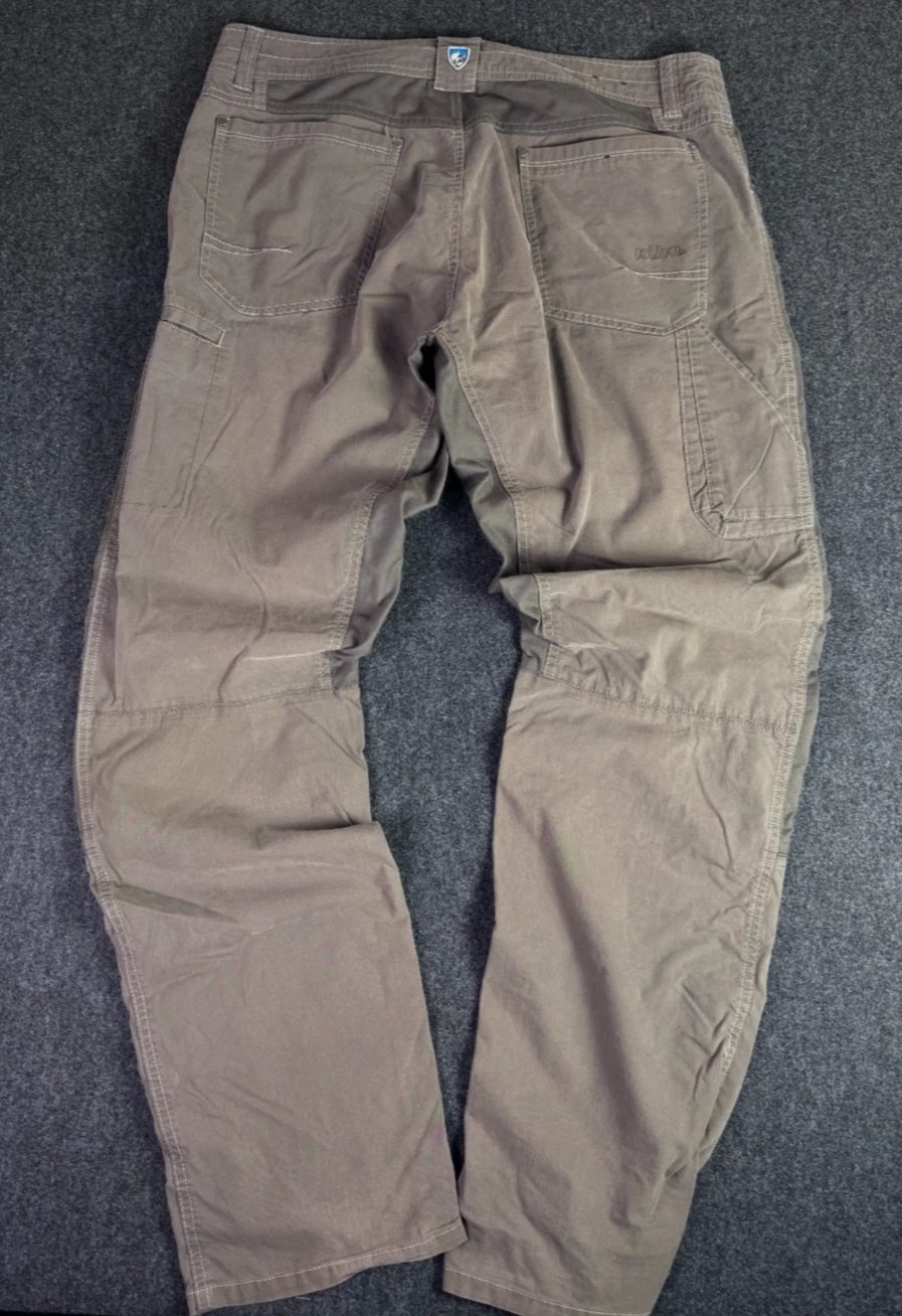 Kuhl Radikl Men's Pants 37x33 Brown Green Outdoor Hiking Utility Stretch Casual