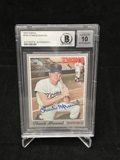 1970 Topps Charlie Manuel Signed Autographed Twins RC #194 BAS Beckett 10 Auto