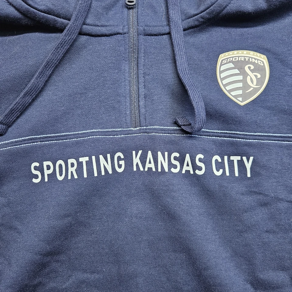 Fanatics Sporting KC Kansas City 2XL Quarter Zip Hoodie Long Sleeve Fleece Blue  - Image 2 of 4