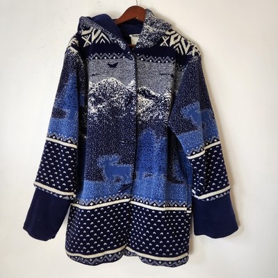 Vintage Northern Reflections Moose Scenic Coat M Hooded Cabincore Toggle Winter