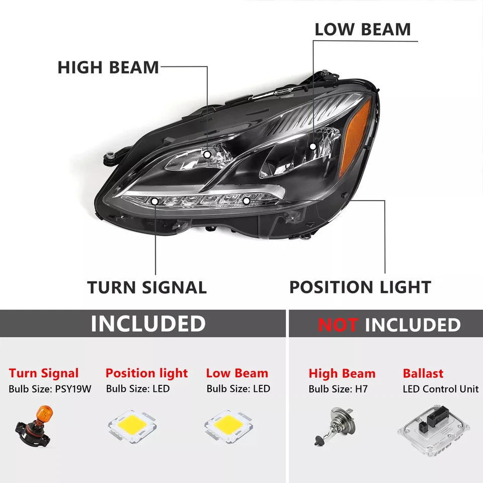 14-16 For Mercedes-Benz E Class W212 E350 E300 LED Headlight Driver Passenger Foto 3 de 4