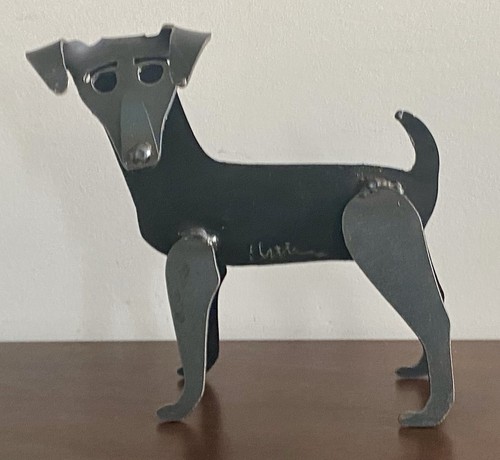 VTG Brutalist Welded Metal Jack Russell Terrier Dog Folk Art Sculpture, Signed. - Picture 2 of 16