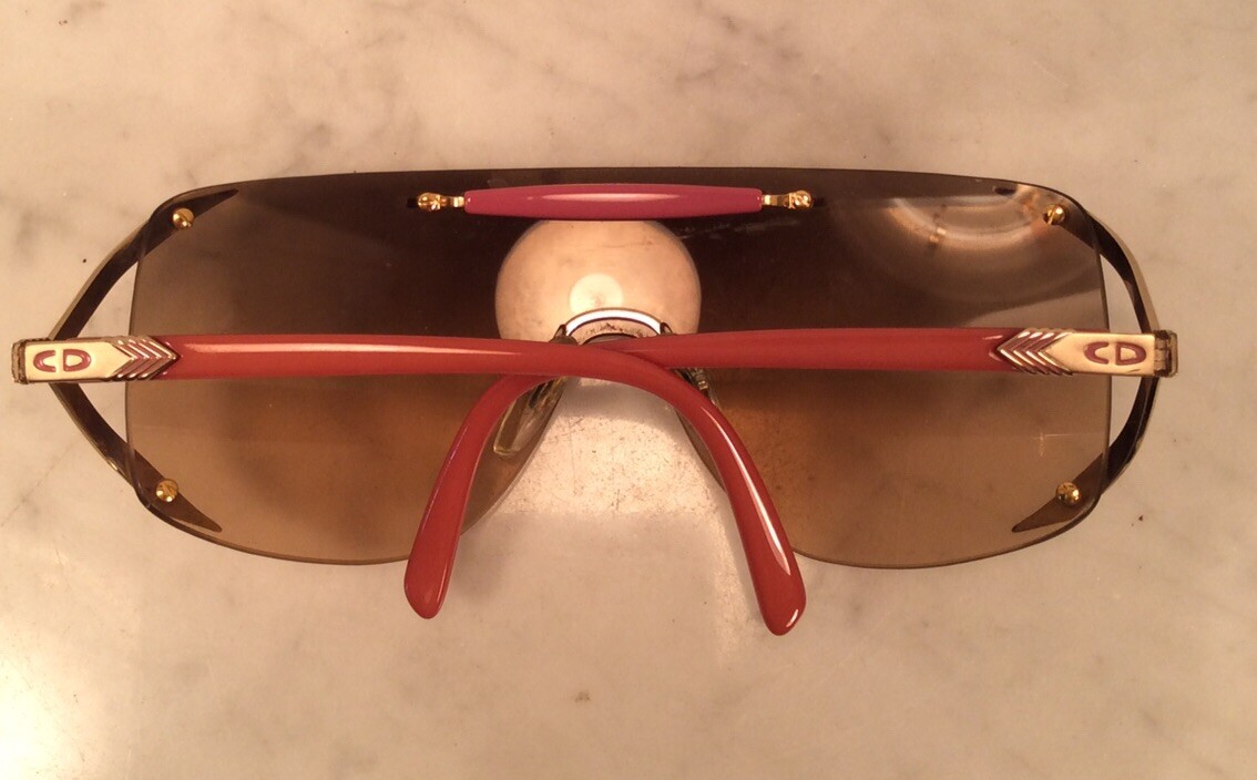 Vintage CHRISTIAN DIOR 2434 48 Large Shield Pink Sunglasses