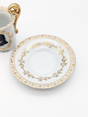 Vtg F. Liszt Silhouette Porcelain Demitasse Espresso Tea Cup & Saucer with Gold - Picture 7 of 14