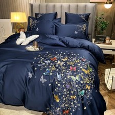 Luxury 600TC Egyptian Cotton Three-dimensional Butterfly Embroidery Bedding Set