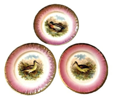  Game Bird Plates Snipe & Duck 8-1/2''  M&Z Austria  Beautiful!!  Rare!!