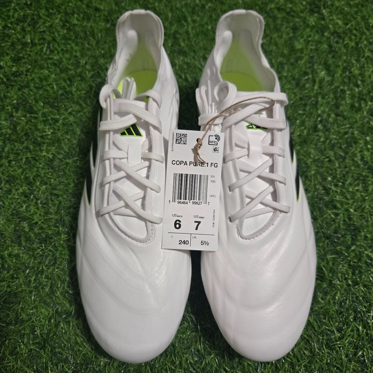 Adidas Copa Pure .1 FG Soccer Cleats White Black Lucid Lemon