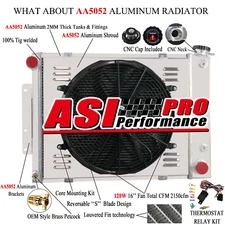 4 Row Radiator+Shroud Fan Relay For 1967-1969 Chevy Camaro Pontiac Firebird V8