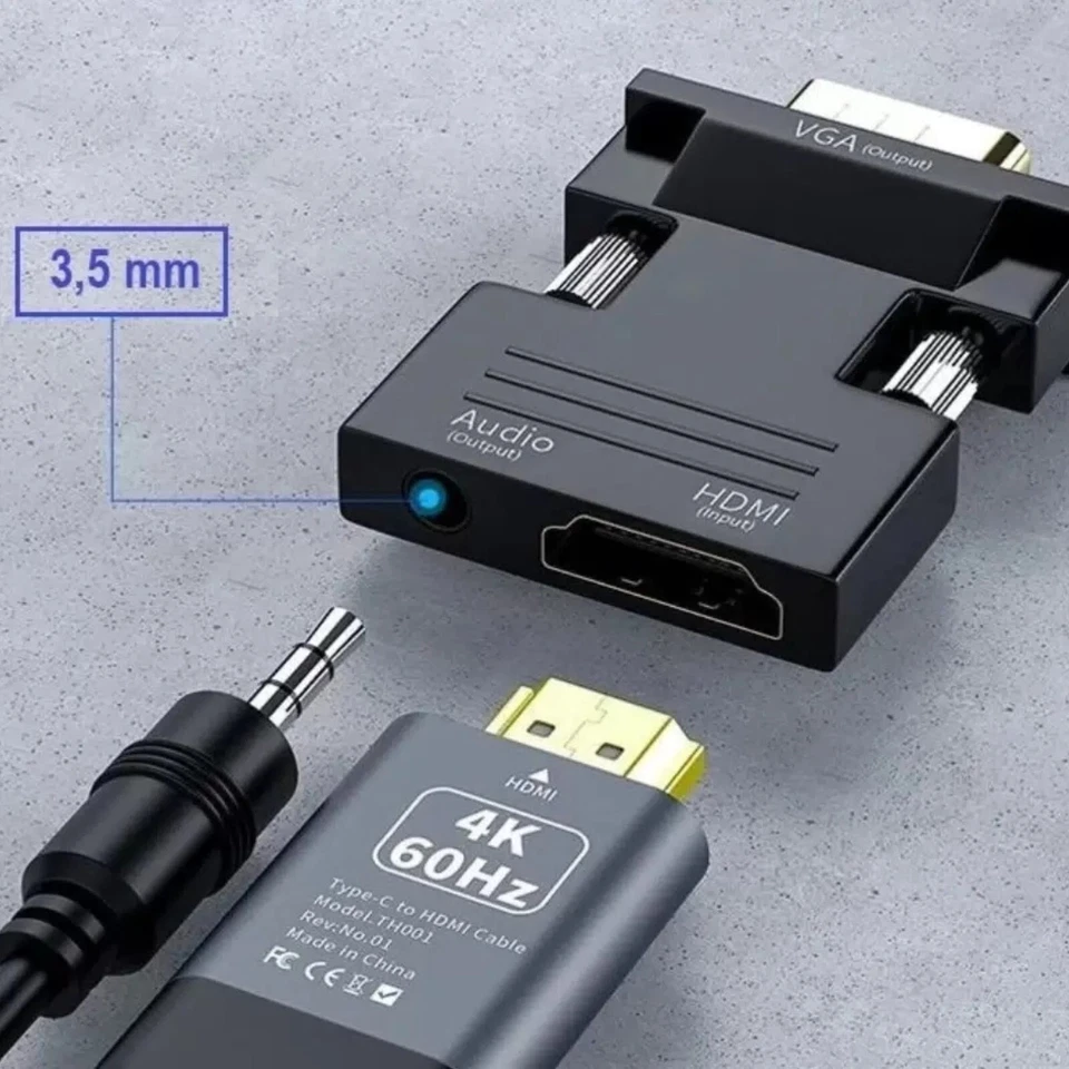 HDMI zu VGA Adapter Konverter Full HD 1080p 60Hz Audio/Videokabel für PC, Laptop - Bild 2 von 4