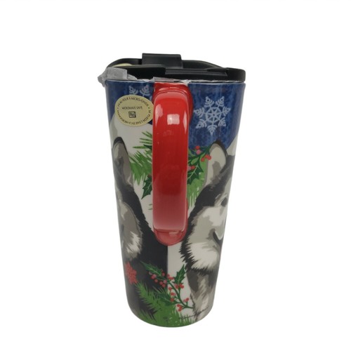 Cypress Home Ceramic Travel Mug - Tumbler 17 oz Andrea Tachiera Husky Dog Art - Picture 3 of 6