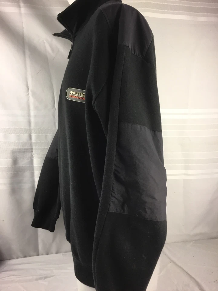 Pullover Nautica Competition Grande Negro 1/4 Cremallera Algodón Poli Usado en Excelente Condición YGI 61tt Foto 4 de 4