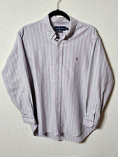 Ralph Lauren Shirt Mens Purple Striped Long Sleeve Button Down Pony Size 16.5