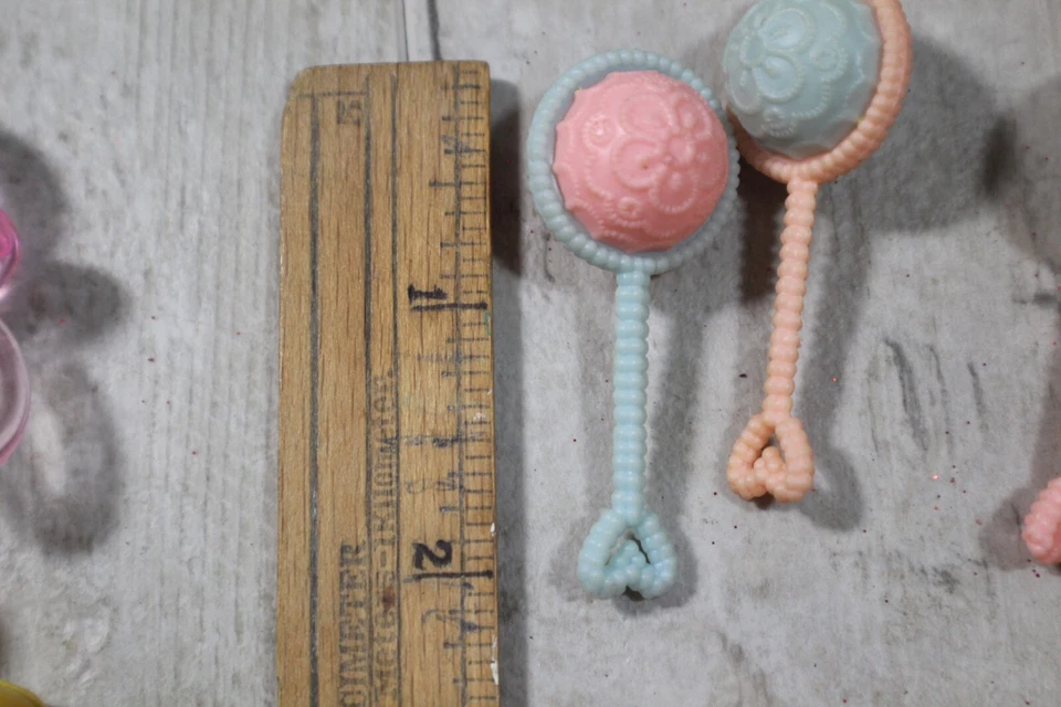 10 Decoraciones Vintage Cupcake Pastel Baby Shower Plástico Duro Rosa Azul Amarillo Foto 4 de 4