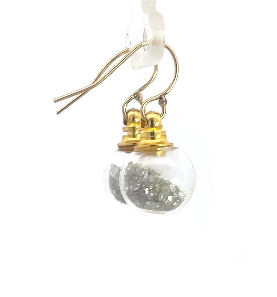 Diamond Locket Earrings 14k Gold &Gold Filled 7 Carat Floating Natural Diamonds - Image 3 of 4