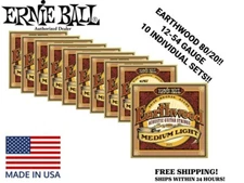 10 SETS ERNIE BALL EARTHWOOD 80/20 BRONZE MED-LIGHT ACOUSTIC GUITAR STRINGS 2003