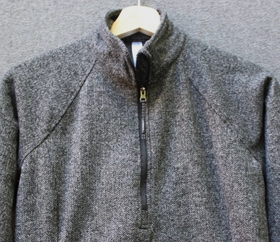 Kyodan Sweater Women’s Size Medium Gray Herringbone Jacquard Pullover 1/4 Zip - Image 4 of 4