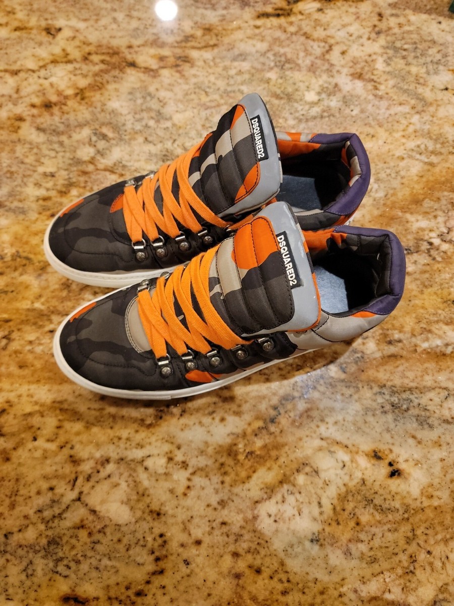 🇮🇹 Dsquared2 Camouflage Fashion Sneakers Camo / Orange Size 43