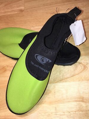Woman Man Neon Green Water Shoes Socks Pool Beach Dance Swim Slip On Surf  Sz 10