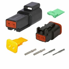 2 Pin Black Deutsch DT DT04-2P DT06-2S waterproof connector kit - Solid contacts
