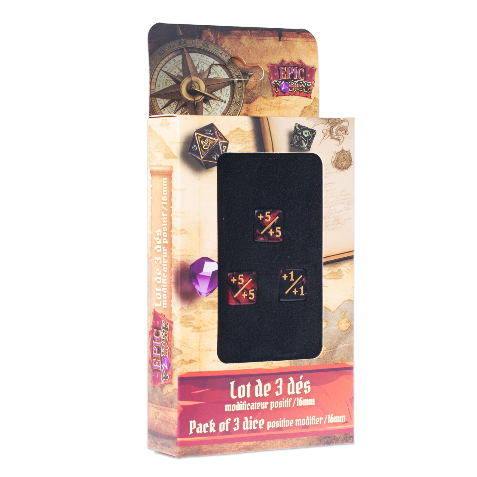 EPIC FORGE  3 Dices pack  Counter Dice + (red + black)