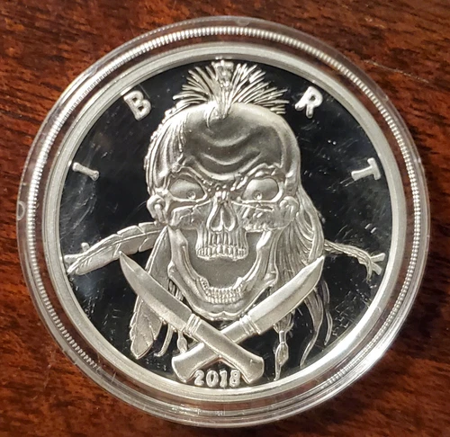 2018 Indian Brave Proof Silver Round American Western Skulls