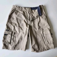 PADDOCKS Cargo Shorts Mens 32 Cotton Combat Tan Beige Pockets 11" Baggy Y2K