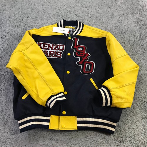 Kenzo Jacket Uomo Piccolo Bomber Jacket Pelle Tigre Varsity Jacket Giallo Univer - Foto 2 di 17