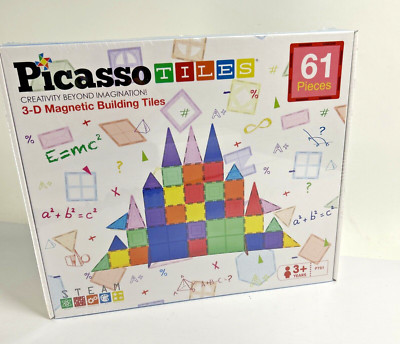 PicassoTiles 61 Piece Magnetic Building Tiles | eBay
