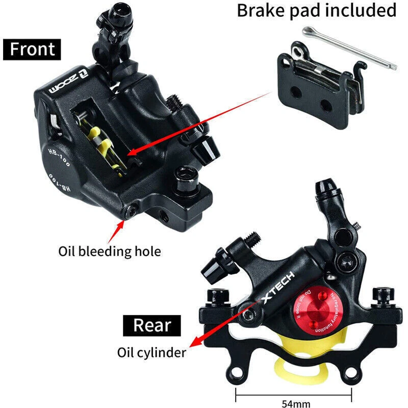 ZOOM XTECH HB100 MTB Bike Hydraulic Disc Brake Calipers Front Rear Line Pulling - Image 4 of 4