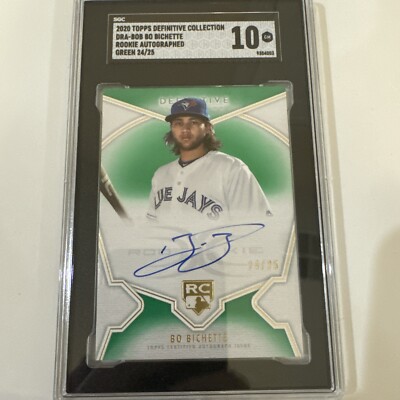 2020 Topps Definitive Collection Green /25 Bo Bichette Auto RC SGC 