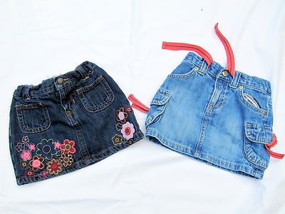 Two Old Navy Jean Skirts Girl Toddler 3T Adjustable Waist
