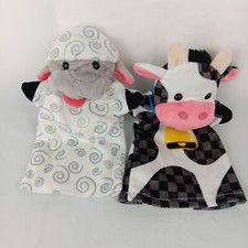 Melissa  Doug Farm Animal Friends Hand Puppets Cow And Sheep Plush 9 inch